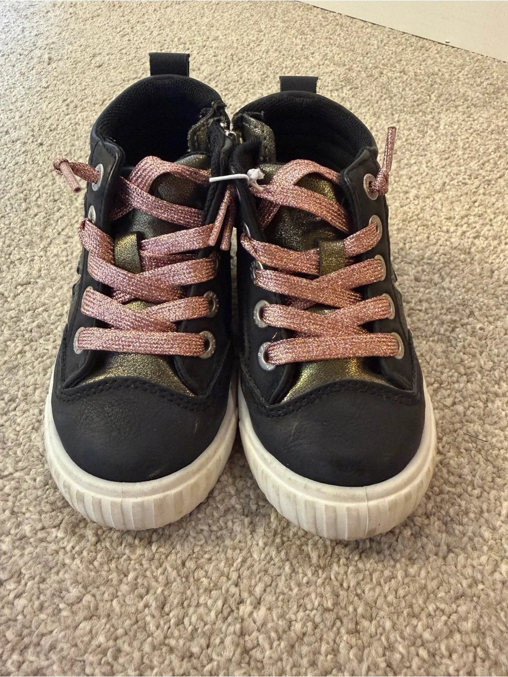 Toddler Blowfish HighTops with Pink Glitter Stars and Laces, size 7